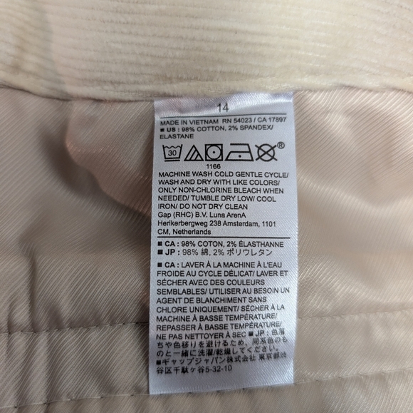 Banana Republic Factory oyster pearl straight corduroy trouser pant size 14 NWT - Picture 7 of 7